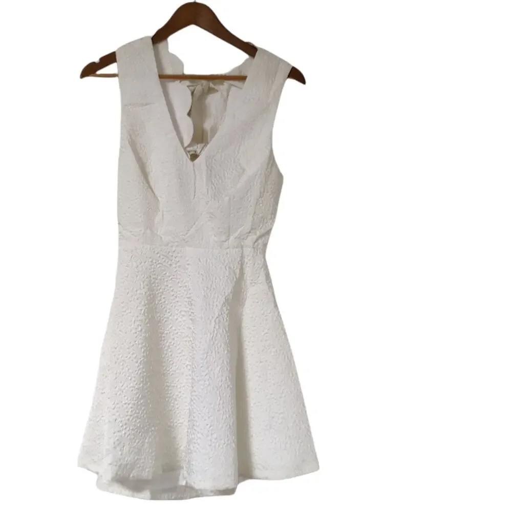 Lulus Beyond Dreamy Ivory Scalloped Tie-Back Skater Dress